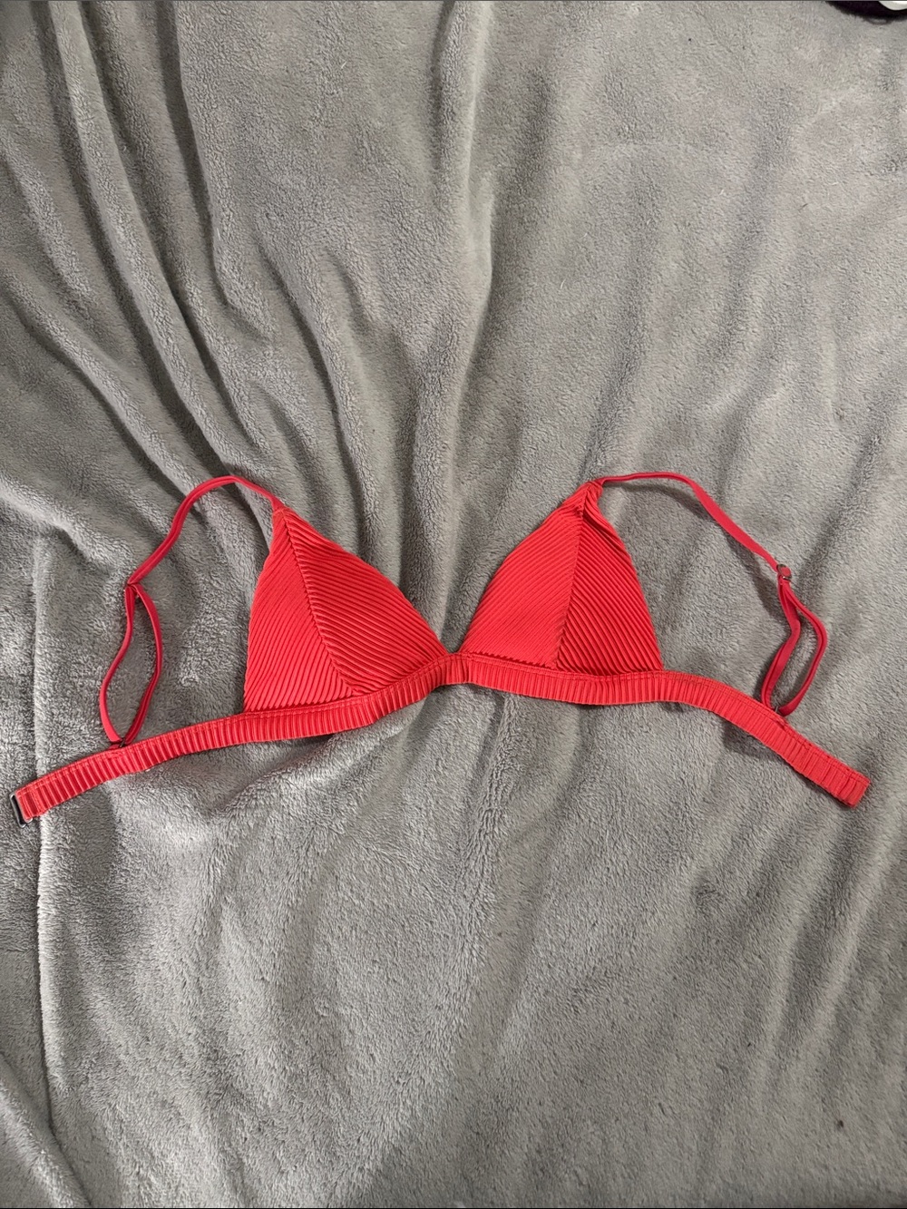 Hollister Red Ribbed Triangle Swim Top